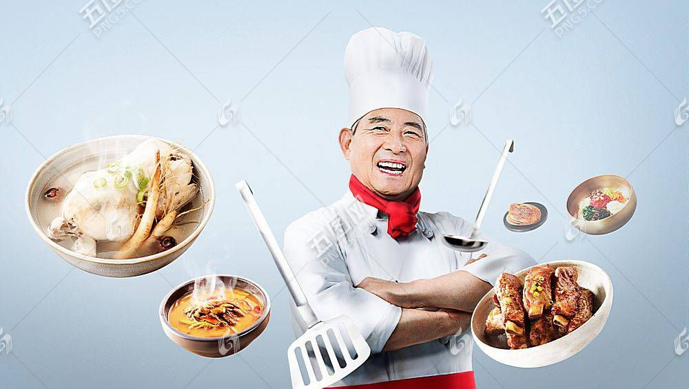 厨师与各式菜品人物海报设计