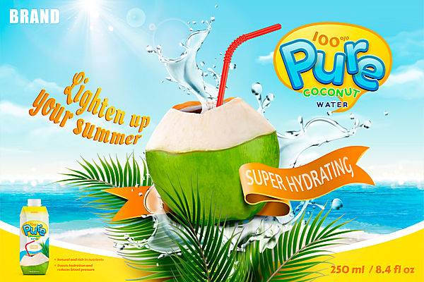 阳光天然椰子汁饮品广告