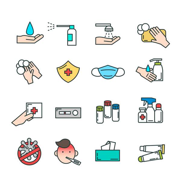 洗手消毒个人防护主题UI图标设计